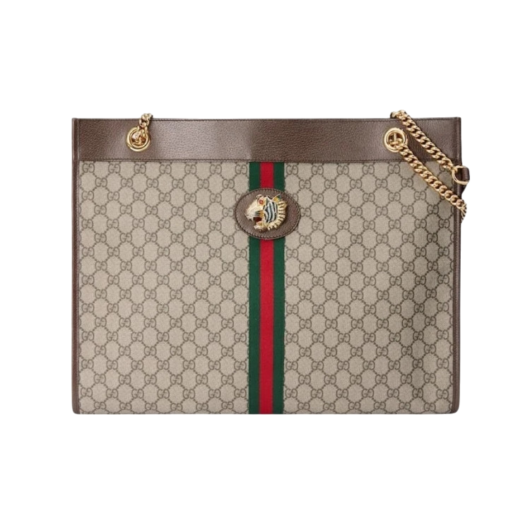 Sac cabas en toile à motifs et cuir Rajah de chez Gucci
