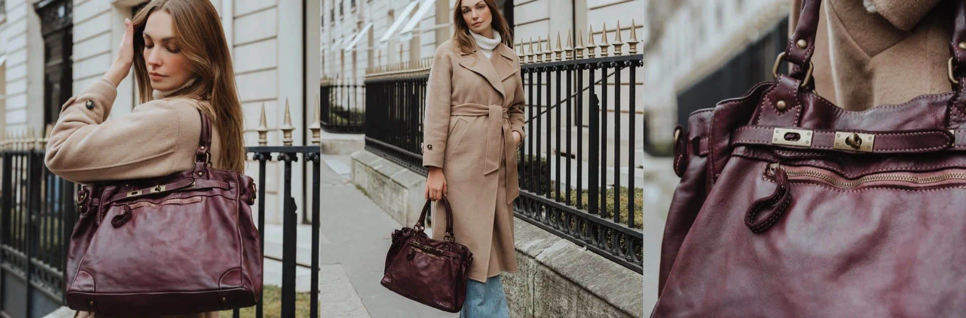 Grand sac de bureau en cuir vintage pour femme MISS JEANNE